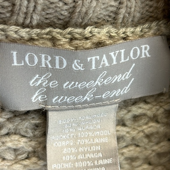 Lord & Taylor Chunky Cardigan Wool Alpaca Blend Wide Collar Sweater Vint… - Picture 3 of 10